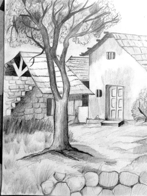 Landscape Painting Pencil Shading Easy - img-twig