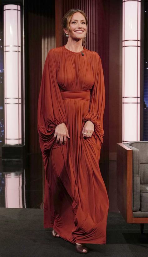 Minka Kelly in a Red Dress Attends Jimmy Kimmel Live in Hollywood 04/15