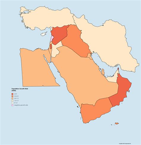 Population Growth Rate in the Middle East (2020) : r/MapPorn