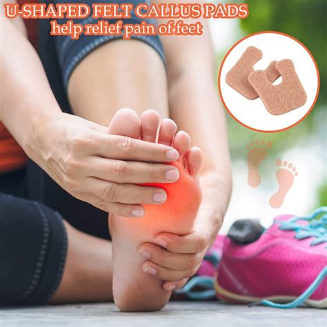10 Pairs U-Shaped Felt Callus Pads - Self-Adhesive Foot Cushions for