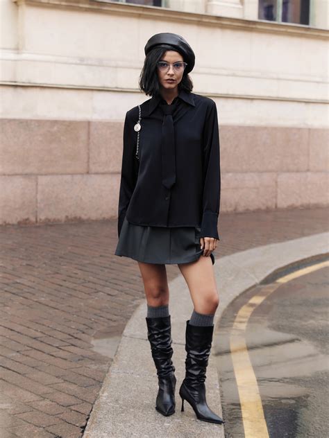 Свободная рубашка с галстуком в тон :: LICHI - Online fashion store