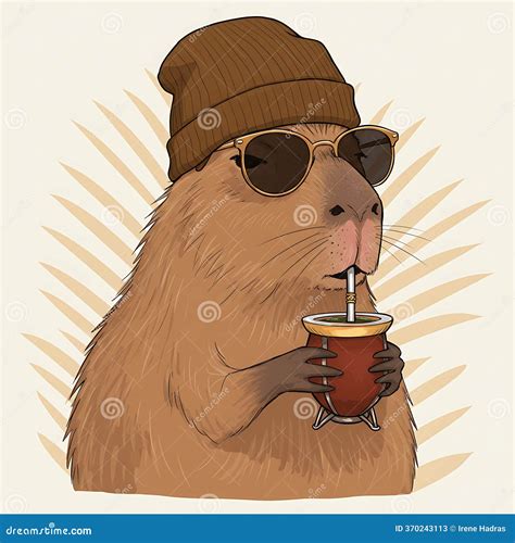 Capybara Wearing Sunglasses Leaning Against A Car Door Stock Image