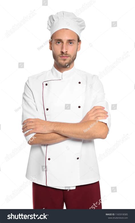 Professional Chef Wearing Uniform On White Stock Photo 1165918585 ...