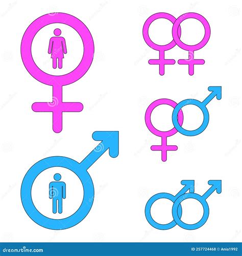 Signo De Género Masculino Y Femenino. Signos De Relaciones Entre Tipos
