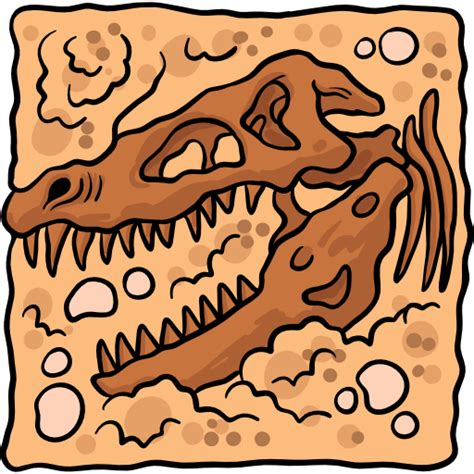 fossil hand drawn color icon