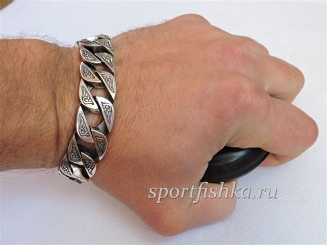 Серебряный массивный браслет купить | sportfishka.ru