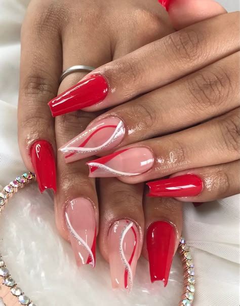 Unha Em Gel Vermelha E Branca - Modelos De Unha Em Gel Vermelho