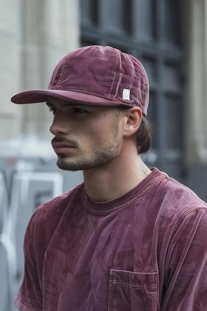 Graphic Presenting brand flat bill hat solid dark red with white button ...