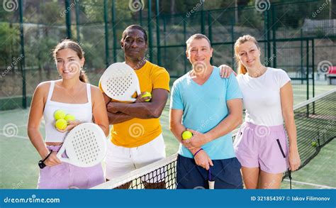 Group Photo of Positive People on Padel Tennis Court Stock Image ...