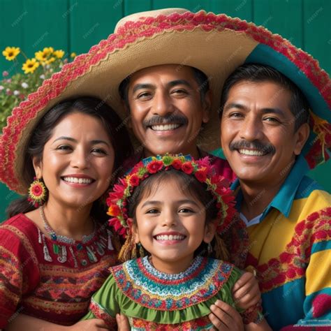 Premium Photo | Smiling Mexican Family in Traditional Attire AI