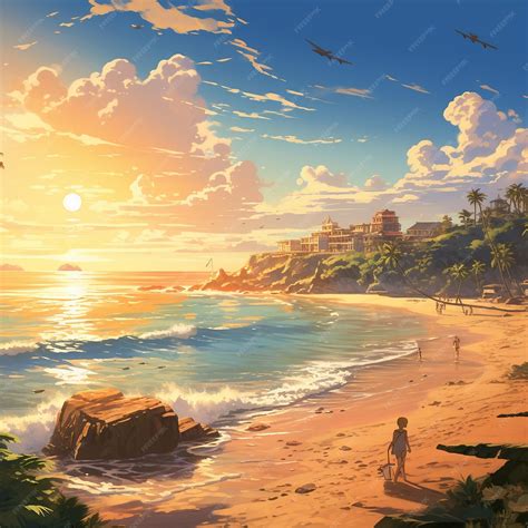 Premium AI Image | japanese beach summer