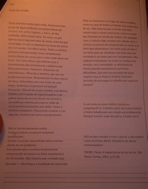 Qual A Finalidade Do Texto Lido - Qual A Finalidade Do Texto Lido - FDPLEARN