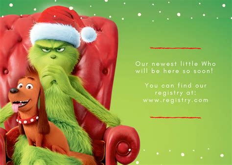Grinch Baby Shower Invitation, Christmas Baby Shower Template ...