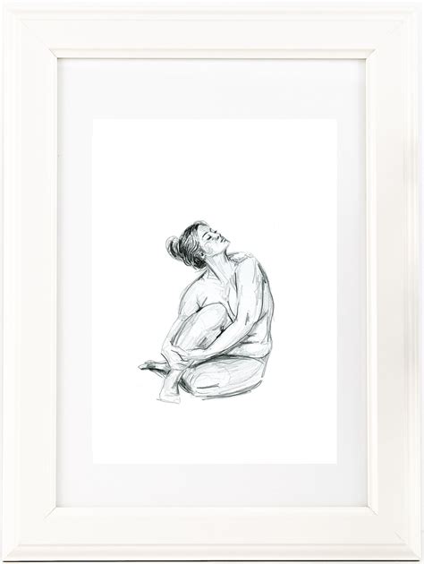 Hand Drawn Curvy Nude Female Figure Drawing Print. Tasteful - Etsy