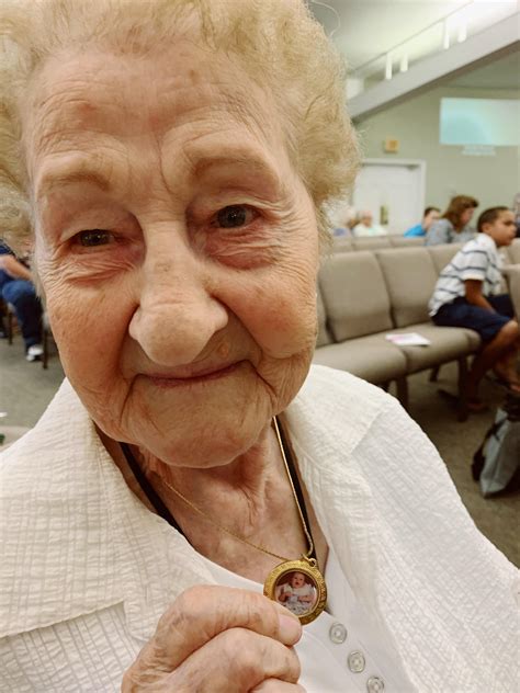 My great-grandma wears a necklace with my baby picture when I’m ...