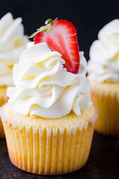 Vanilla Cupcakes With Cream Cheese Frosting Raspberry Cream Filled