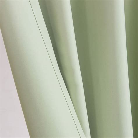 Light Green Solid Blackout Curtains Insulated Thermal Drapes 2Panels ...