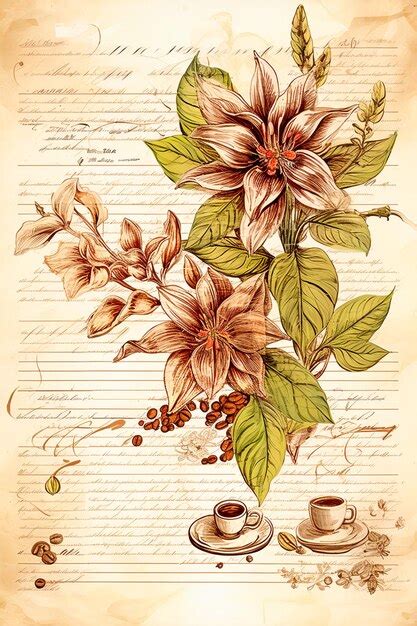 Premium AI Image | Vintage retro scrapbooking paper with old herbarium ...