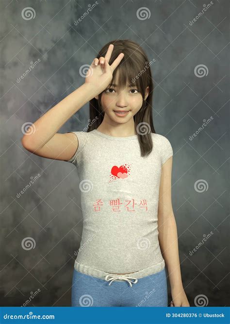 Photo Realistic 3D Rendered Studio Portrait of Fictional Young Asian