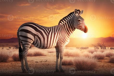 zebra  savannah african wildlife  sunset background africa day