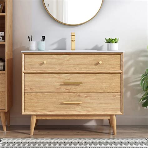 Freestanding Drawers Bath Vanity Wood Rectangle Single Sink Mirror ...