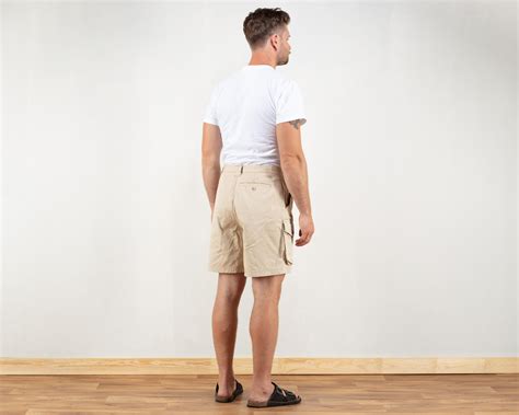 Vintage Utility Shorts cargo 90s beige shorts everyday men hiking