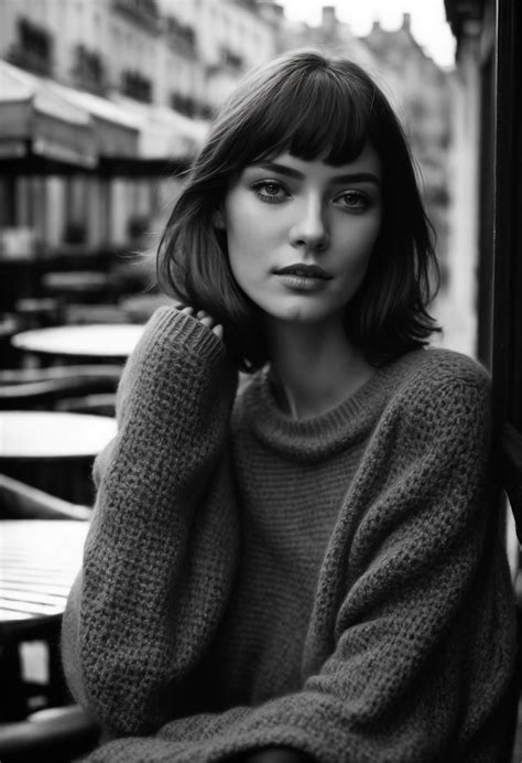 Lexica - Portrait of a beautiful French fashion model with bob-cut hair