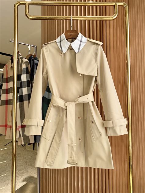 authentic burberry check panel cotton trench coat womens fashion