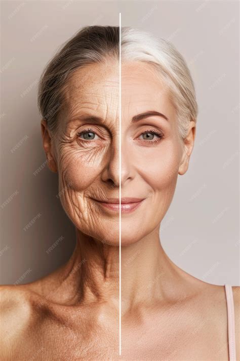 Premium Photo | Groomed and aged facial skin simultaneously