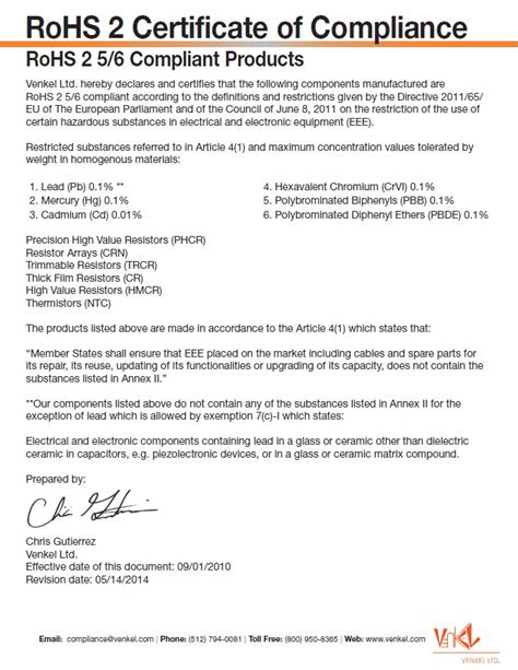 Rohs Compliance Certificate Template | williamson-ga.us