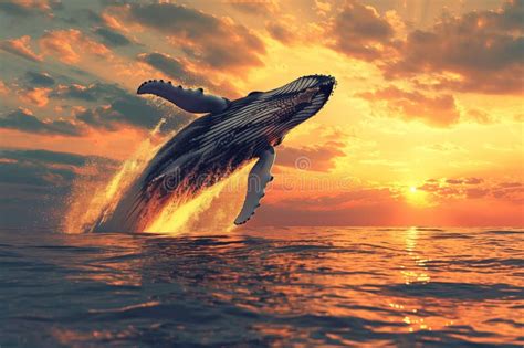 Close Up of an Humpback Whale Breaching Out of the Ocean at Sunset, Whale Jump Stock ...