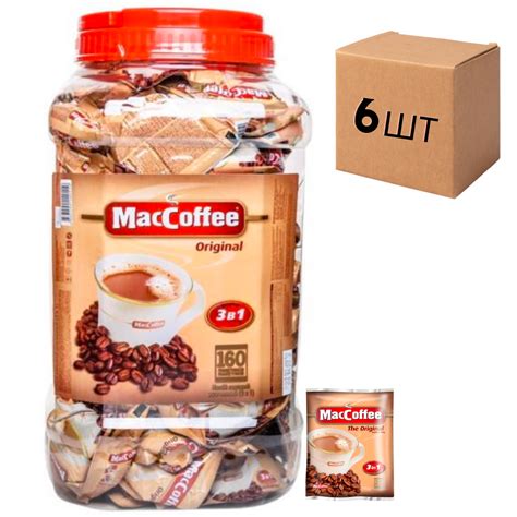 Скринька розчинної кави MacCoffee 3в1 Oridginal Банку 160 шт (у ящику 6 ...