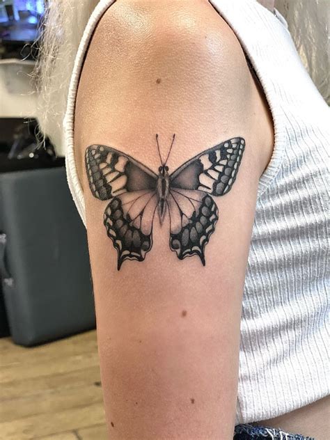 Swallowtail butterfly tattoo | Neck tattoos women, Butterfly tattoo ...