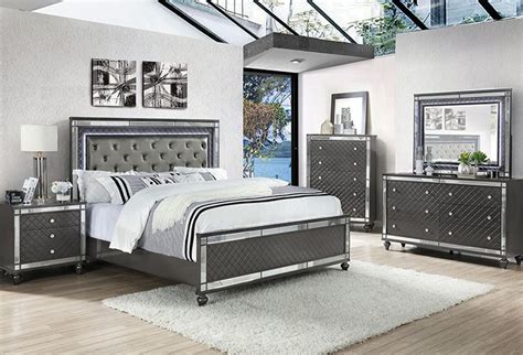 Refino Grey 5-Pc Queen Bedroom Set - Badcock Furniture - South Florida ...