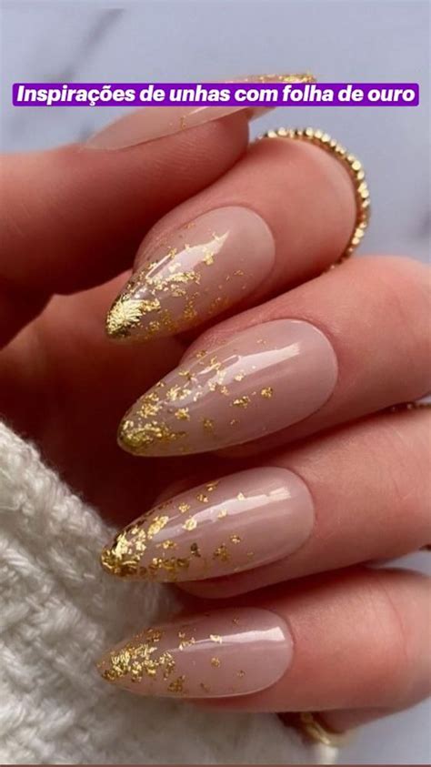Decoração De Unhas Com Folha De Ouro - Inspirações de unhas decoradas com folha de ouro | Stylish nails, Gold ...