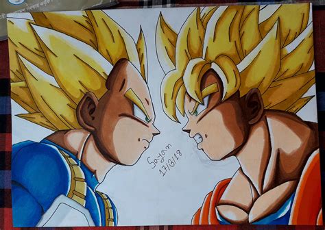 Goku E Vegeta Desenho - Desenho Vegeta Vs Goku