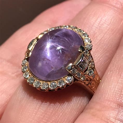 Purple Star Sapphire Diamond Cocktail Ring For Sale at 1stDibs | purple