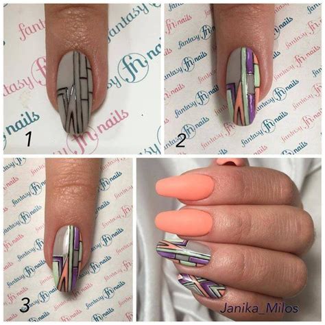 Маникюр пошагово | Henna nails, Geometric nail, Nail colors