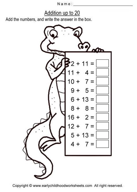 Adding To 20 Worksheets | Free Worksheets Samples