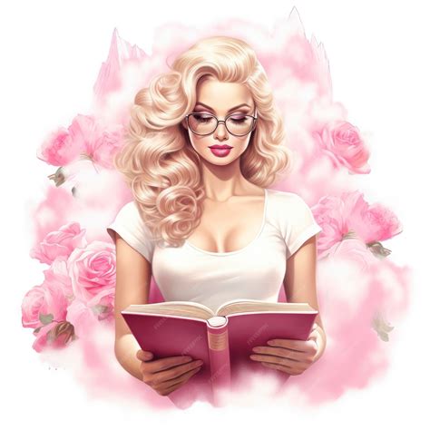 Premium Photo | Pin up barbie cartoon watercolor look blonde cute books