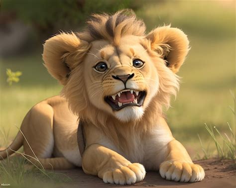 premium ai image cute small lion smiling