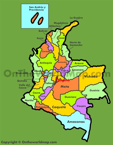 Administrative map of Colombia