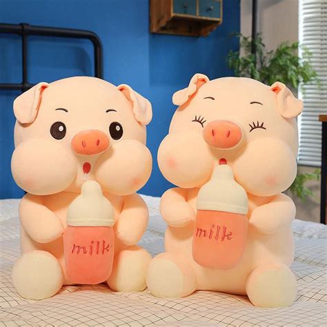 Jual Boneka babi lucu pegang dot susu / boneka babi pig bottle milk ...