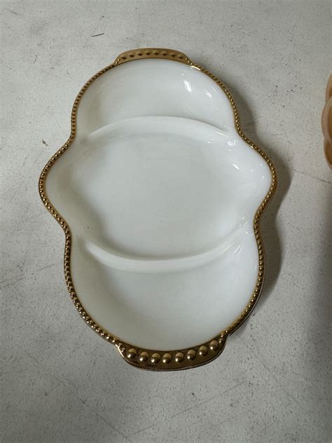Vintage fire king relish tray