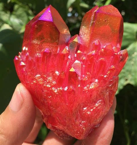 Red Aura Quartz Crystal Cluster/angel Aura Quartz Crystal - Etsy | Red aura, Crystals and ...