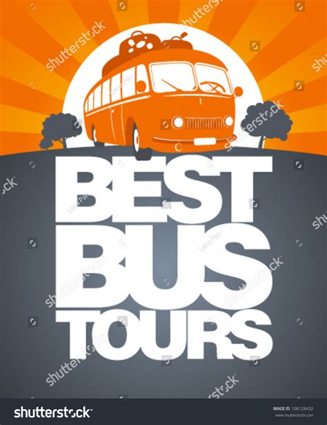 Best Bus Tours Design Template With Retro Bus. Stock Vector Illustration 108128432 : Shutterstock