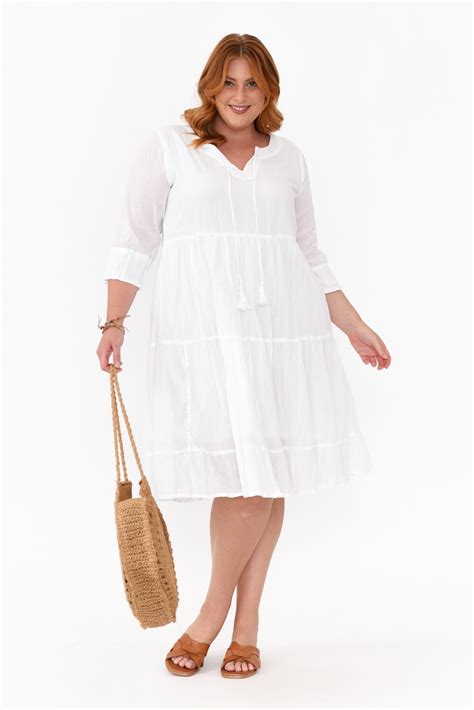 Milana White Crinkle Cotton Dress - Blue Bungalow
