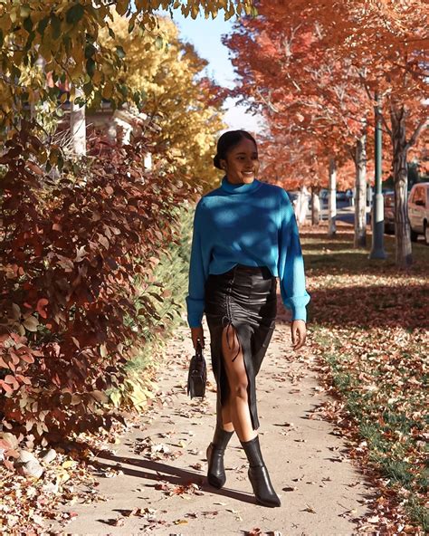 2 Simple Fall Outfits with Leather Skirts - Barbara Fosu