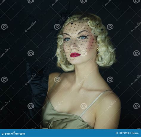 Beautiful Blond Woman Retro Portrait. Stock Photo - Image of pretty