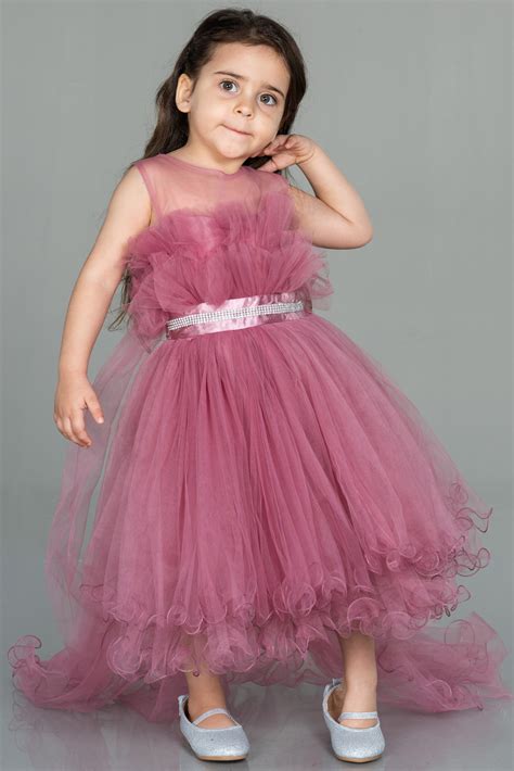 Front Short Back Long Rose Colored Girl Dress ABO100 | Abiyefon.com